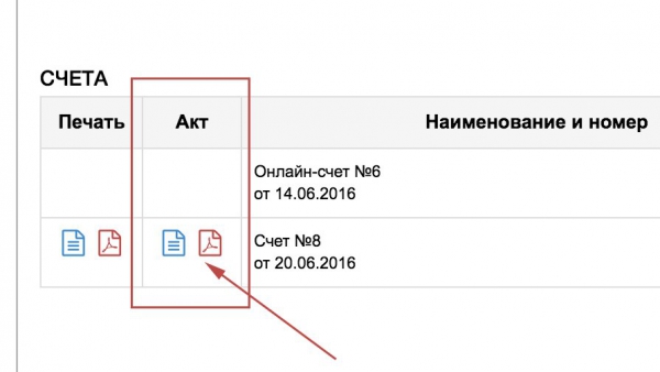 Шаблон Акт выполненных работ у счетов клиентов