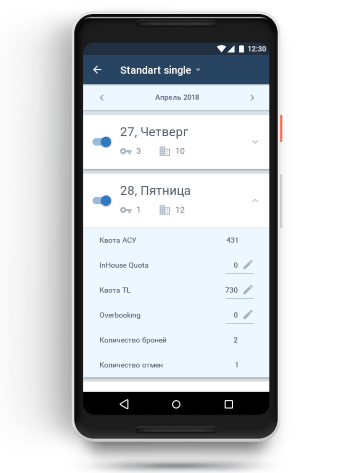 Управление продажами номеров в TL Extranet для Android